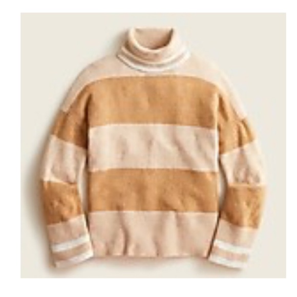 JCrew Women’s Turtleneck Sweater Tan and Camel Stripe size XS - Picture 4 of 7